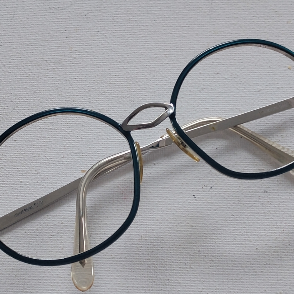 Vintage Universal Teal/Silver Metal Eyeglass Frame NOS